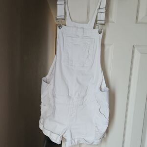 White Denim Maternity Overalls